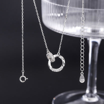 S999 Sterling Silber Double Ring Chain Halskette