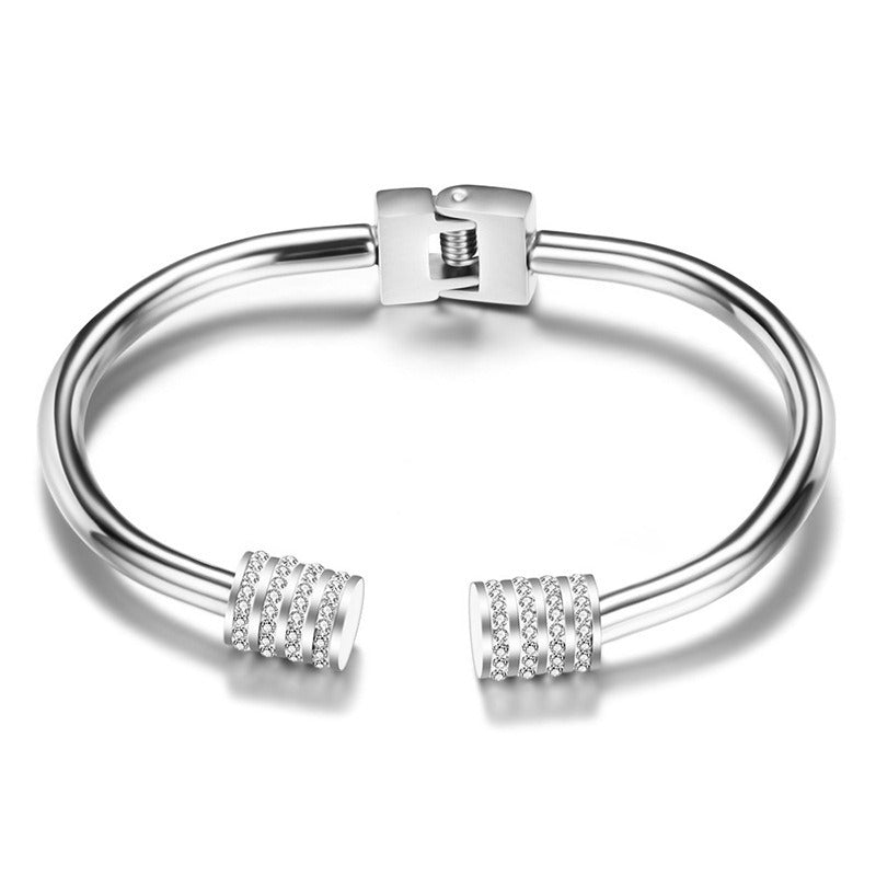 Titanium Steel Diamond  Trendy Women's Armband