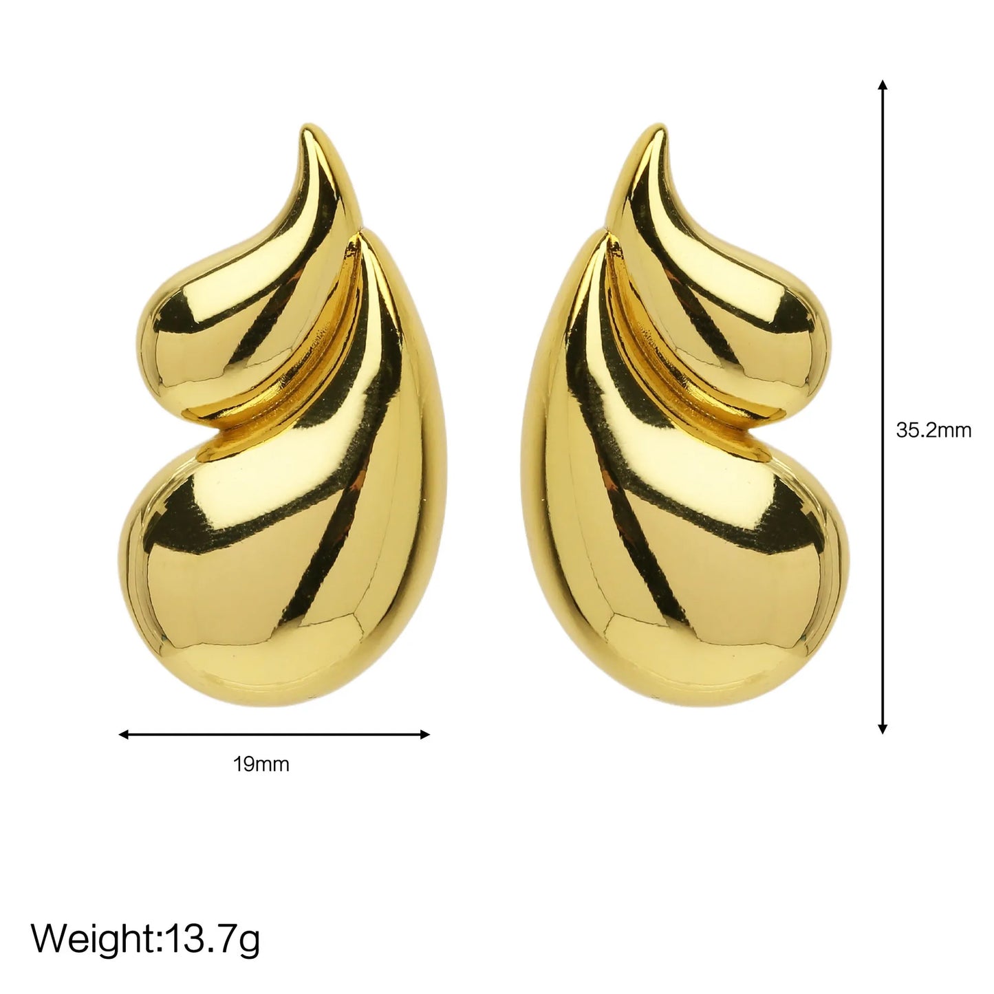 Vintage Gold Plated Glossy Double Water Droplet Earrings