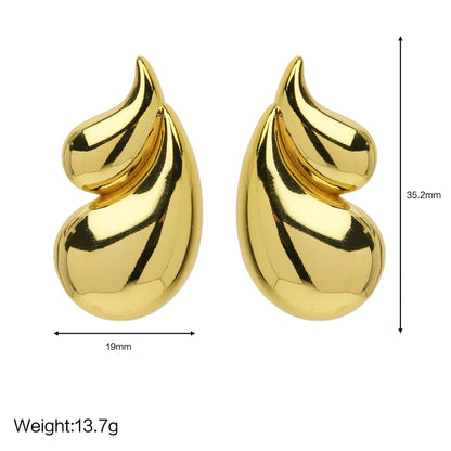 Vintage Gold Plated Glossy Double Water Droplet Earrings