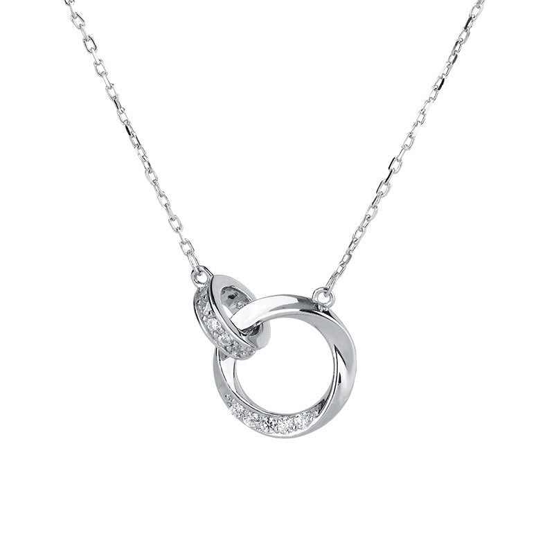 S999 Sterling Silber Double Ring Chain Halskette