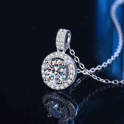 New S925 Round Zircon Necklace Silver Jewelry Mosan