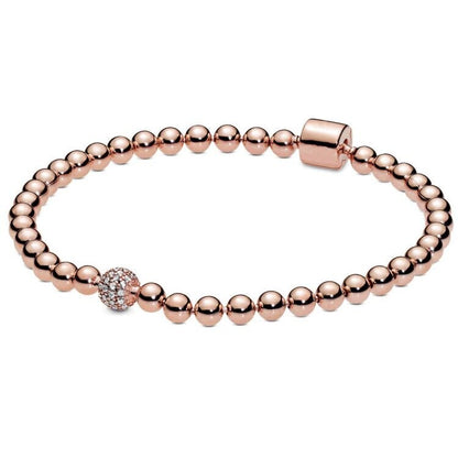 Rose Gold Beads and Crystal Sliding Armband 925 Silber