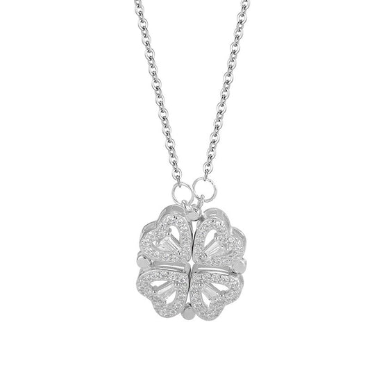 New Sterling Silver S925 Love Clover Necklace