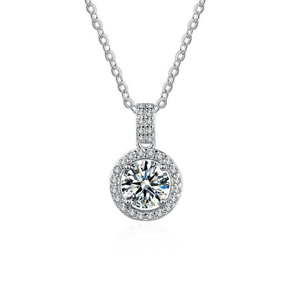 New S925 Round Zircon Necklace Silver Jewelry Mosan